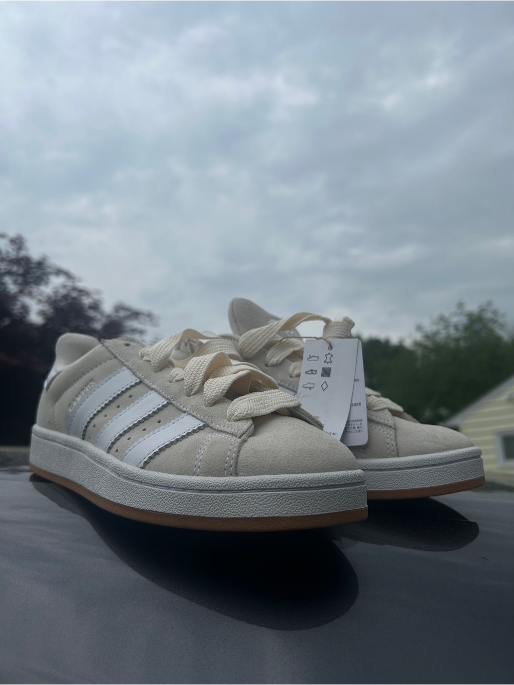Adidas Campus Low-Top Sneakers with Gum Outsoles and Cream Uppers